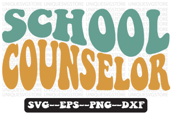 School Counselor Wavy Retro Svg Design for Graphics & Crafts