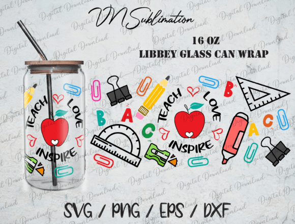 Teacher Libbey Glass SVG for Crafts & Graphics